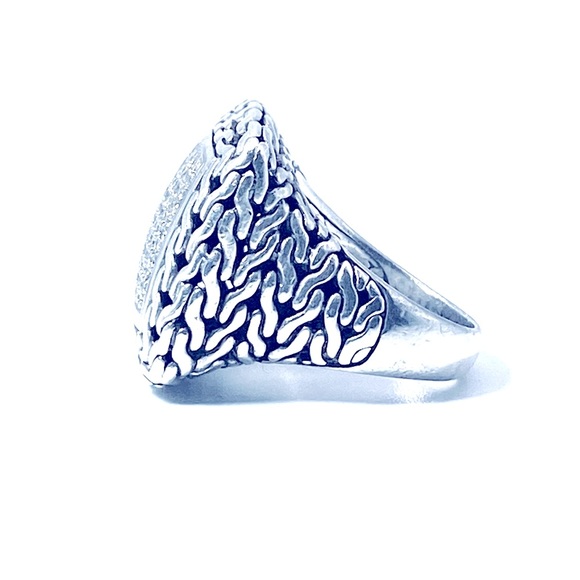 John Hardy Pave Diamond Classic Chain Cocktail Ring - Picture 6 of 9